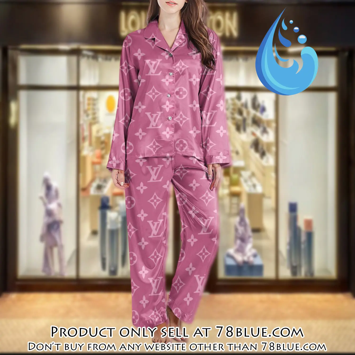 Lv monogram long satin pajama set pjs1014 78b2026059